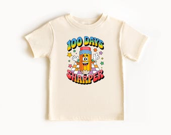 100 Days Sharper Shirt, Teacher Shirts, 100 Days Teacher Tee,Teacher Shirts, Kids Toddler 100 Days Smarter Shirt for Student,100 Days Shirt