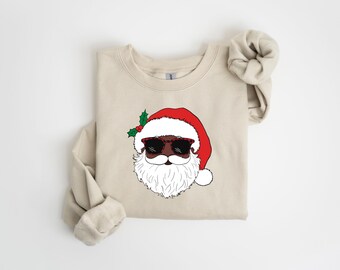Christmas Raglan, Vintage Santa Claus, Old Fashioned Santa, Cute Santa Shirt, Black Santa Christmas Sweatshirt Gift, African American Santa