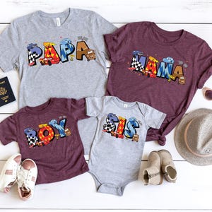 Camiseta familiar personalizada de Pixar Cars, camiseta de Rayo McQueen para mamá y papá, camiseta de Cars para mamá y papá, sudadera con capucha de la Copa Pistón, sudadera de Disney Cars Land imagen 1