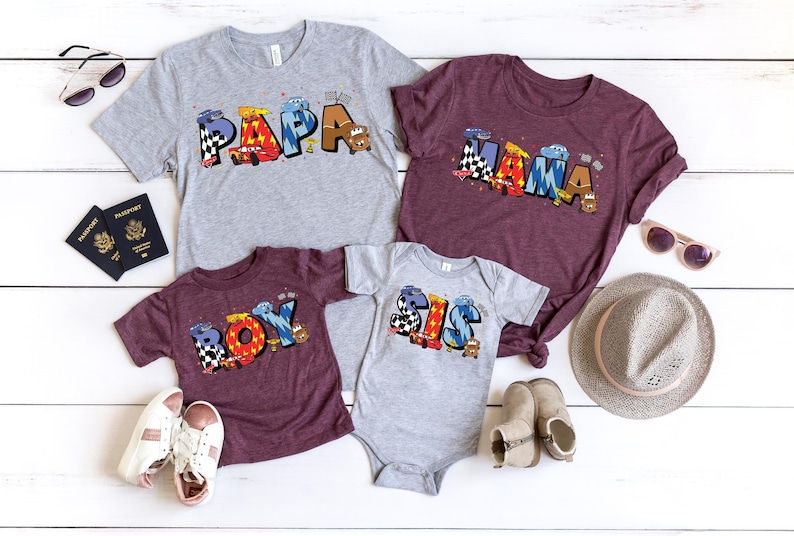 Camiseta familiar personalizada de Pixar Cars, camiseta de Rayo McQueen para mamá y papá, camiseta de Cars para mamá y papá, sudadera con capucha de la Copa Pistón, sudadera de Disney Cars Land imagen 1