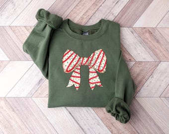 Christmas Coquette Bow Shirt, Christmas Tree Cake Sweatshirt, Christmas Gifts, Aesthetic Christmas Tshirt, Girly Christmas Graphic Tee