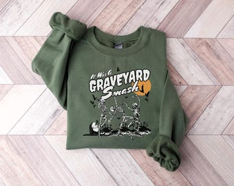 Spooky Graveyard Smash Halloween Shirt, Dancing Skeleton T-Shirt, Vintage Halloween Tee, Skeleton Party Sweatshirt, Retro Spooky Season