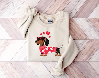 Dachshund Valentines Day Sweatshirt, Dachshund Sweatshirt, doxie shirt, long haired dachshund, dachshund mom, dachshund gift, dachshund