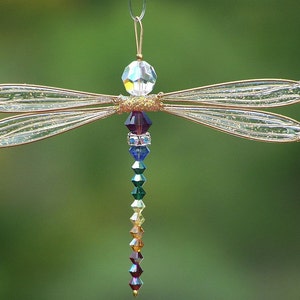 Suncatcher Dragonfly Small Dazzlefly Birthstones & 28 More Colors Measures 3-3/4 x 3 GOLD Toned image 3