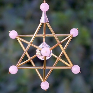 Rose Quartz Love Gem Star Merkaba Suncatcher / Pendulum 3 x 4 3/4 image 1