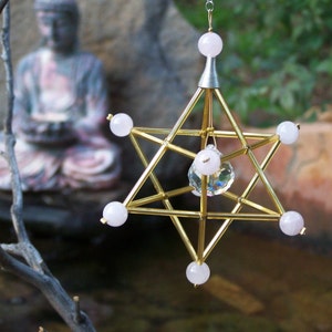 Rose Quartz Love Gem Star Merkaba Suncatcher / Pendulum 3 x 4 3/4 image 2