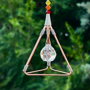 NEW! 7 Chakras - Pyramid Suncatcher Ball - Crystal Beads - 2 1/2” x 4 1/2”