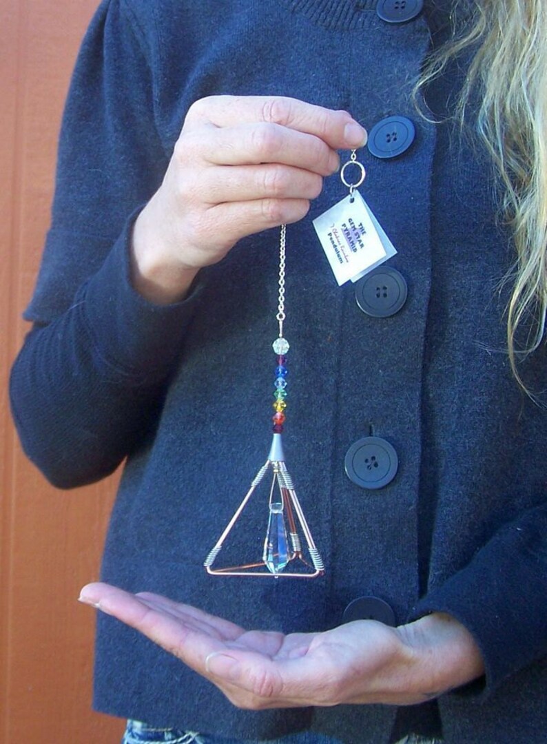 7 Chakras Pyramid Pendulum / Suncatcher Swarovski Crystals Etsy UK