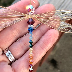 Suncatcher Dragonfly Small Dazzlefly Birthstones & 28 More Colors Measures 3-3/4 x 3 GOLD Toned image 2