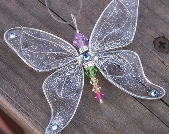 Suncatcher Butterfly- Birthstones & 28 More Colors - Silver Toned