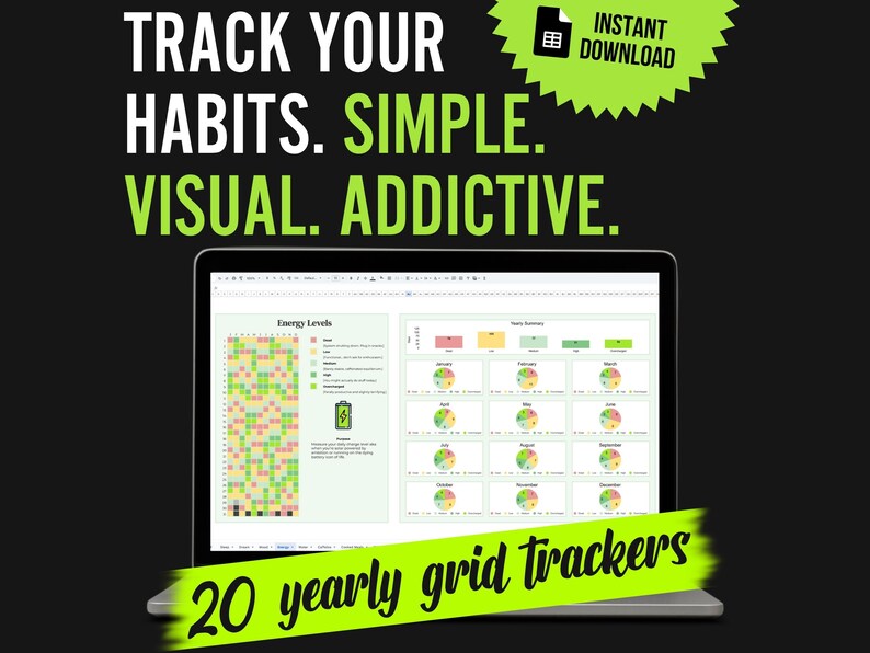 Habit Tracker Spreadsheet Google Sheets | Daily Routine Planner, Goal ...
