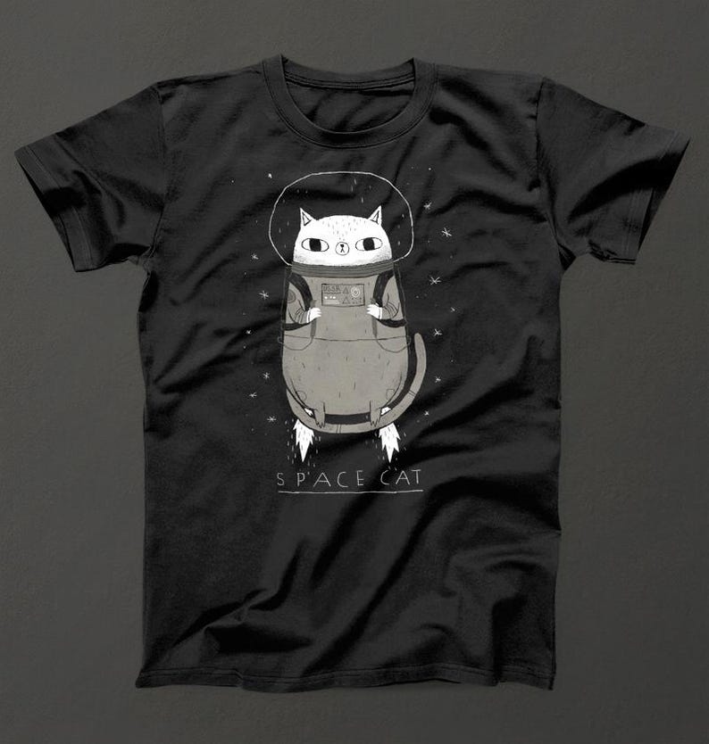 Original Space Cat. T-shirt. Space Tee. Cute Cat in Space. - Etsy