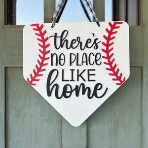 Baseball Front Door Decor, No place like home baseball softball door sign, Baseball lover gift