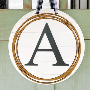 Front Door Decor, Monogram Farmhouse Door Hanger, House Warming Gift