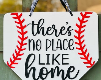 Front Door Sign, Baseball Door Hanger, No Place Like Home, Fathers Day Gift from Daughter, Dad Gift