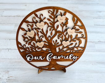 Family Tree Sign, Family Name Sign, Gift for Mom, Mothers Day Gift