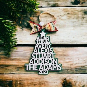 Family Christmas Ornament, Tree Name Ornament, Personalized Christmas Ornament, Family Tree Names Ornament, Christmas Tree Names