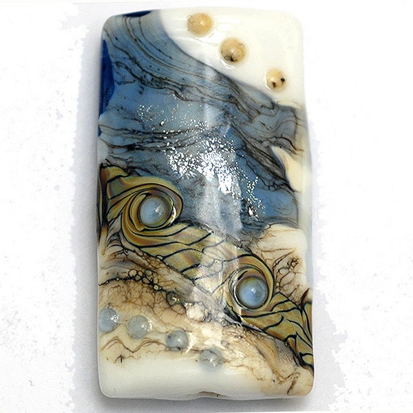 Glass Lampwork Bead - Sweet Blue Stardust Kalera Focal Bead - Silver Dichroic 11831903