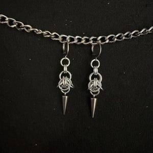 THORNEイヤリング、ピクシーリンクチェーンメイル、ファンタジーコアジュエリー、ルネサンスアクセサリー、ウィムシゴス、魔女風、ゴシック