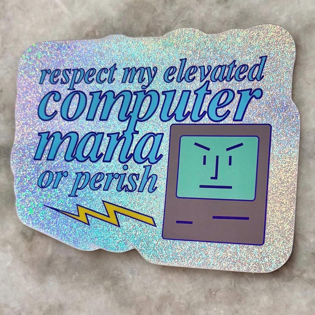 Computer Mana Sparkly Holographic Sticker | Open Pdf Knowledge | for ...