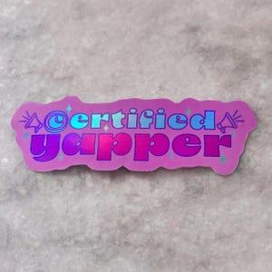 adesivo olografico certificato yapper / per bottiglie d'acqua e computer portatili / adesivo lucido divertente e chiacchierone / estetica vaporwave pastello