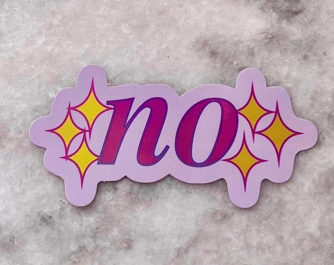 bratty holographic sparkly no sticker | smol size for waterbottles laptops | extra attitude funny shiny sticker | pastel vaporwave aesthetic