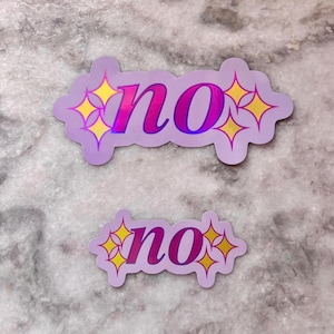 Pegatina holográfica malcriada sin brillo / dos tamaños para botellas de agua y portátiles / pegatina brillante divertida con actitud extra / estética vaporwave pastel