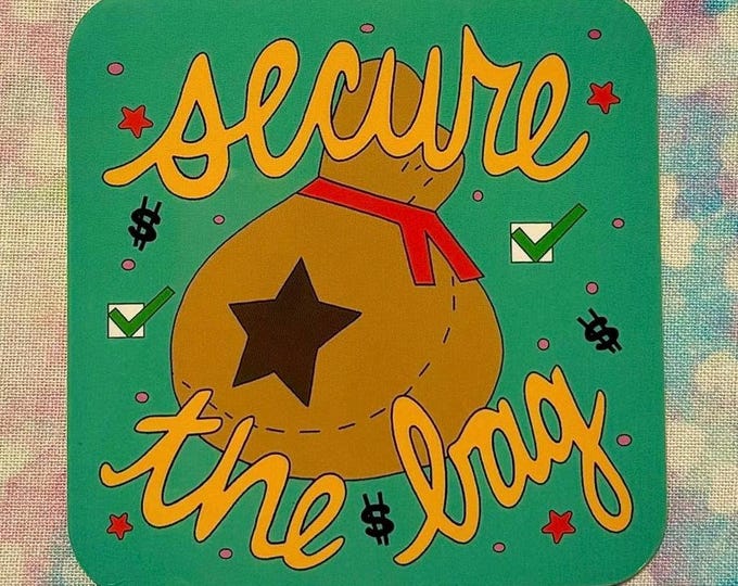 secure the bag bells bag glossy sticker | cute nook inc sticker | for waterbottles laptops | video game cozy nerd aesthetic