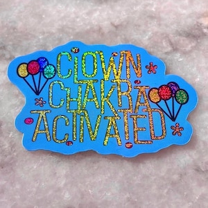 clown chakra activated sparkly rainbow sticker | jester inspired | for laptops waterbottles | pixie dust balloons | carnival circus vibes