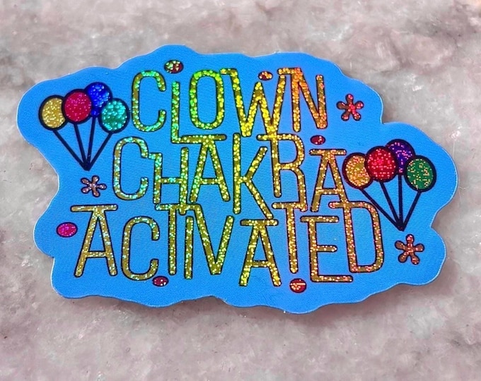 clown chakra activated sparkly rainbow sticker | jester inspired | for laptops waterbottles | pixie dust balloons | carnival circus vibes
