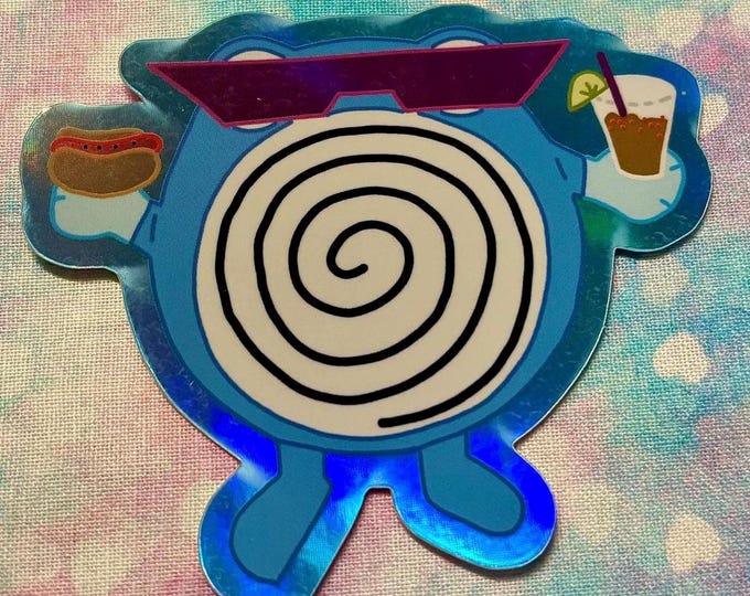 holographic polywhirl party time sunglasses sticker | for waterbottles laptops | rainbow kawaii nerd sticker | vaporwave summer vibes