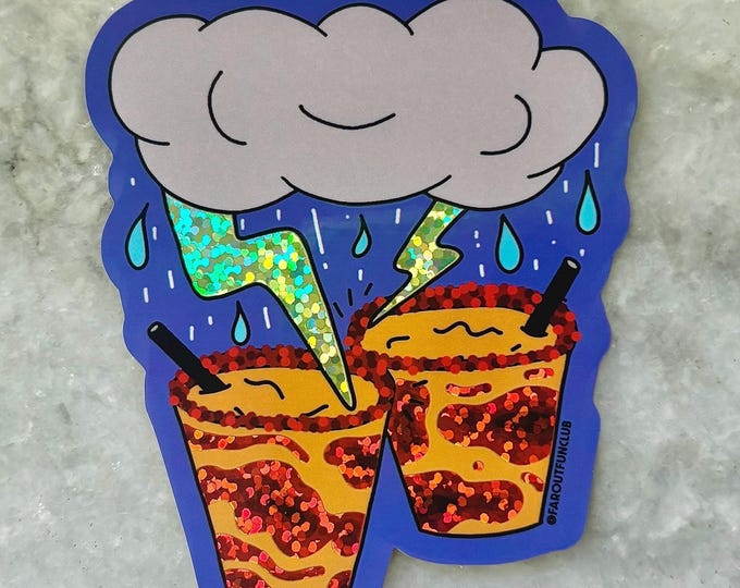 monsoon mangonada sparkly sticker | thunderstorm rainy day cocktails | chamoy tajin southwest desert lightning | for waterbottles laptops