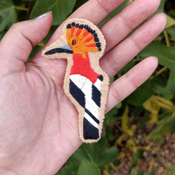 Handbestickter Wiedehopf Vogel Magnet