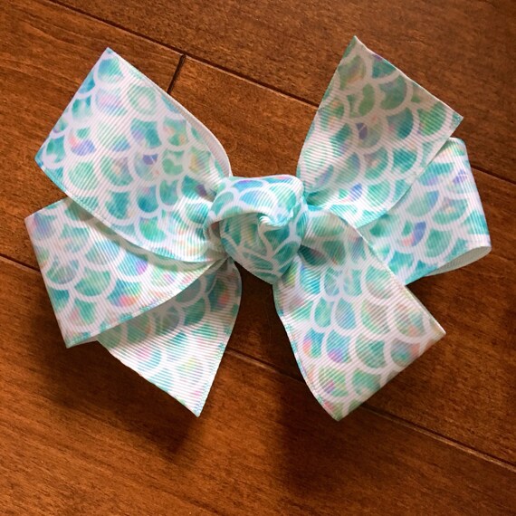 Mermaid Wave Bow - Large, mermaid, mermaid hair bow, mermaid bow, mermaid birthday, mermaid birthday party, mermaid party, mermaid loot bags Il_570xn