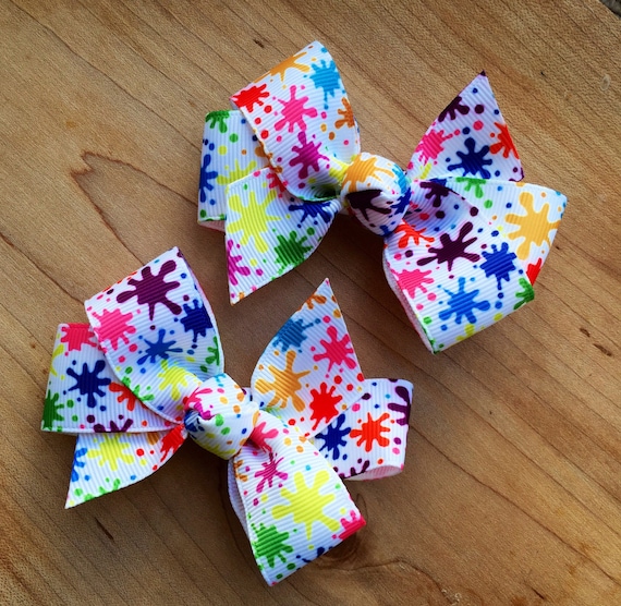 Paint party hair Bow - paint party, paint birthday party, art party, art hair bow, art birthday party, paint party favor, paint loot bags Il_570xn