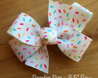 Donut Hair Bow - White, Sprinkles Bow, Donut Party, Sprinkles Hair Bow, Sprinkles, Donuts, Sprinkles Hair Bow, Donut Bow