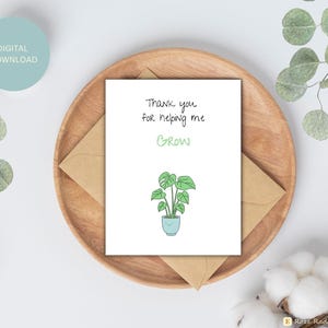 Carte de remerciement, téléchargement numérique instantané, carte de remerciement sur le thème des plantes