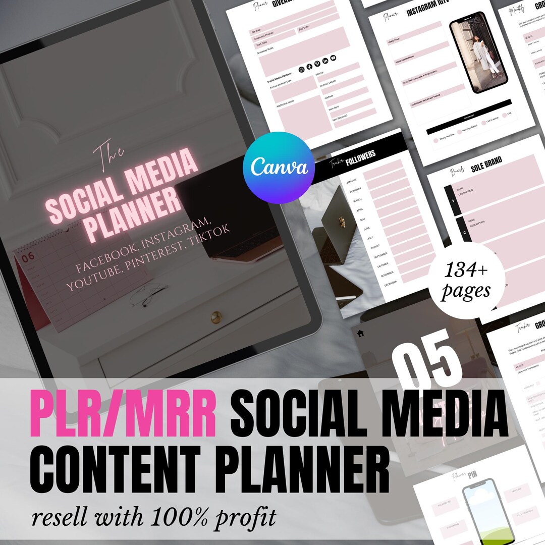 PLR Social Media Content Planner MRR, PLR Digital Products Sell as Your ...