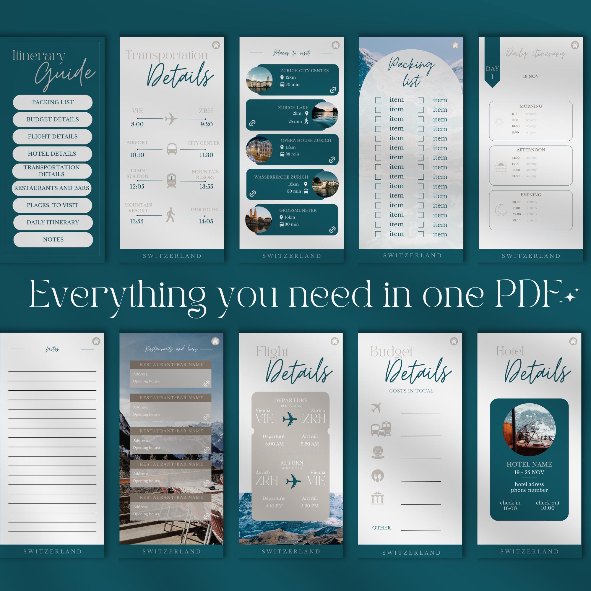Travel Itinerary Template | Customizable Canva Mobile Itinerary ...