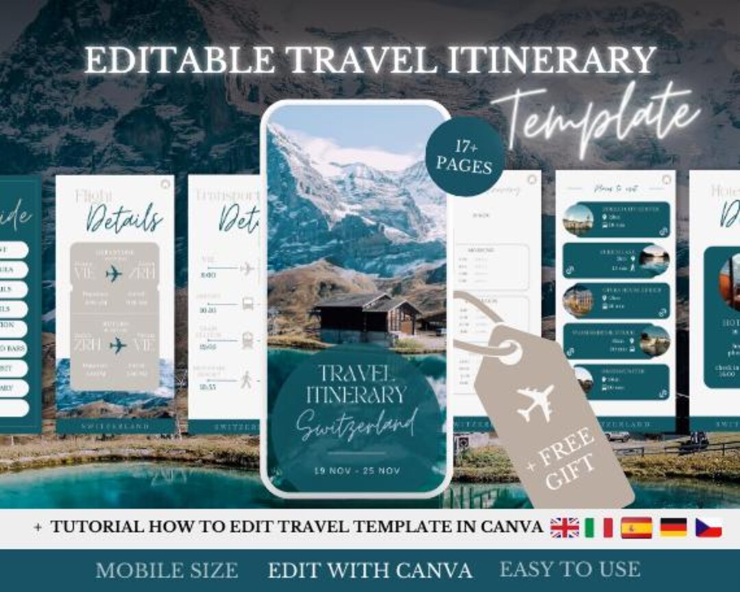 Travel Itinerary Template | Customizable Canva Mobile Itinerary ...