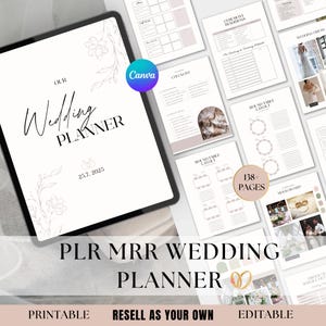 Canva Wedding Planner PLR MRR, Printable Wedding Planner, Editable Master Resell Rights Private Label Rights, Digital Wedding Organizer