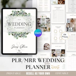 Canva Wedding Planner PLR MRR, Printable Wedding Planner, Editable Master Resell Rights Private Label Rights, Digital Wedding Organizer