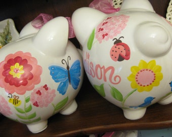 piggy bank hand painted personalized garden fun