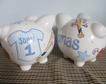 piggy bank hand painted personalized baseball jersey