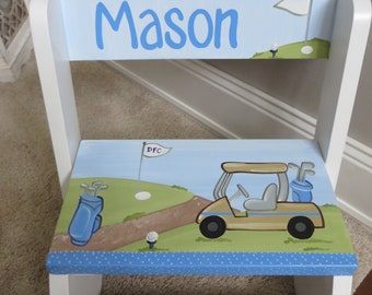 personalized chair step flip stool golf