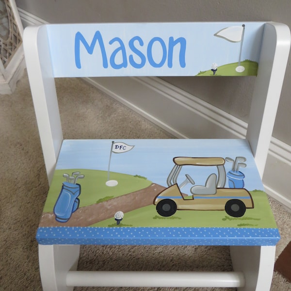personalized chair step flip stool golf