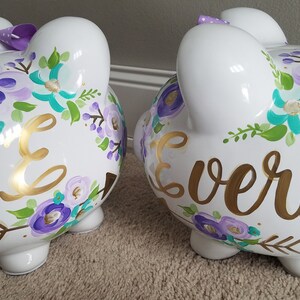 piggy bank hand painted personalized abigails bright floral wild child image 7