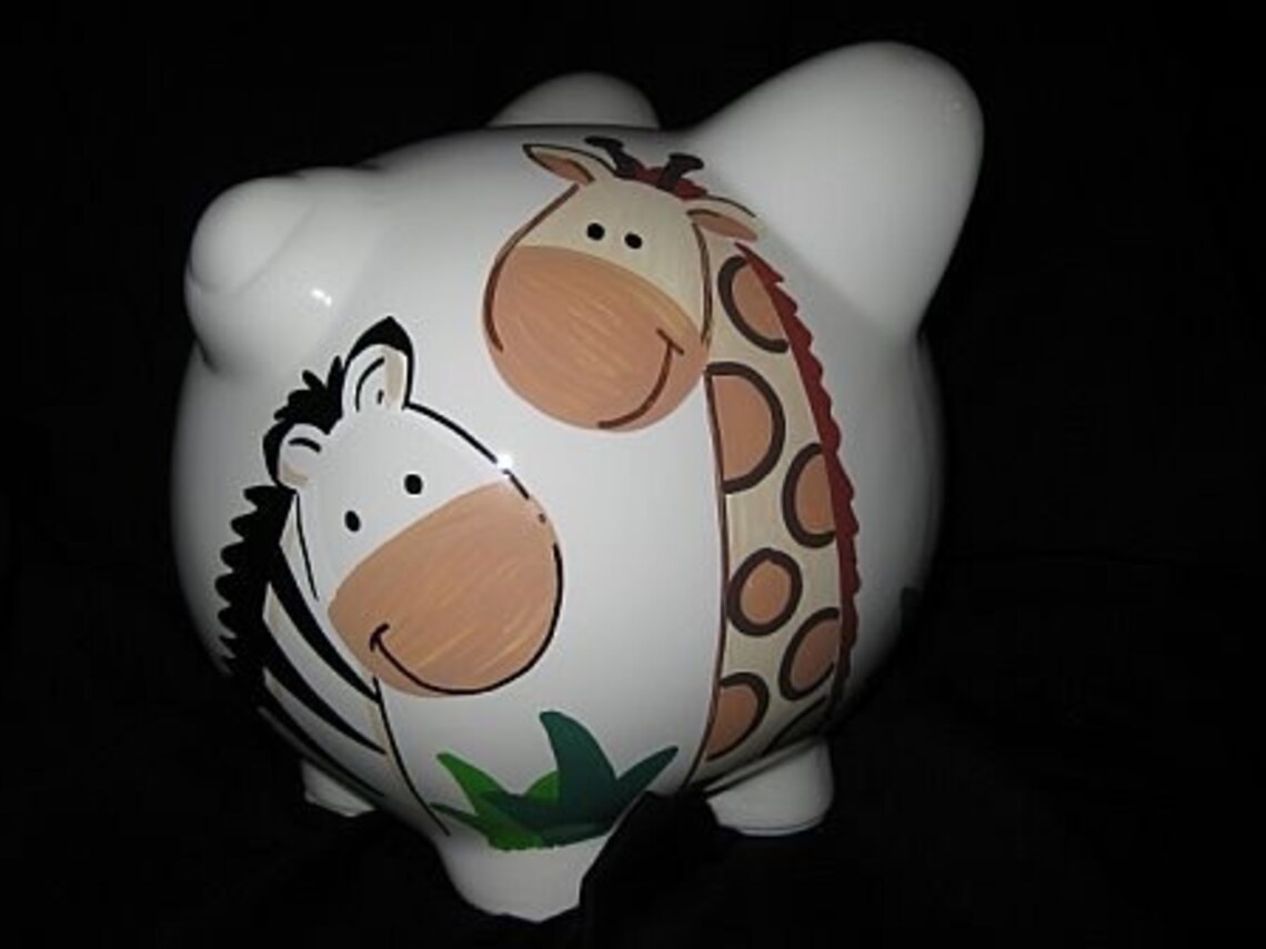 Personalized ceramic piggy bank baby cocoa giraffe zebra Etsy