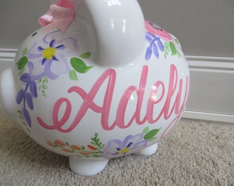 personalized piggy bank adeline pretty bright floral