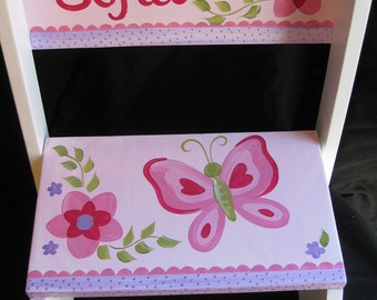 personalized chair step flip stool sofia butterfly